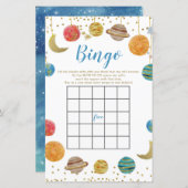 惑星Outer Spaceベビーシャワー金ゴールドグリッタービンゴ (正面/裏面)