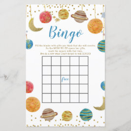 惑星Outer Spaceベビーシャワー金ゴールドグリッタービンゴ