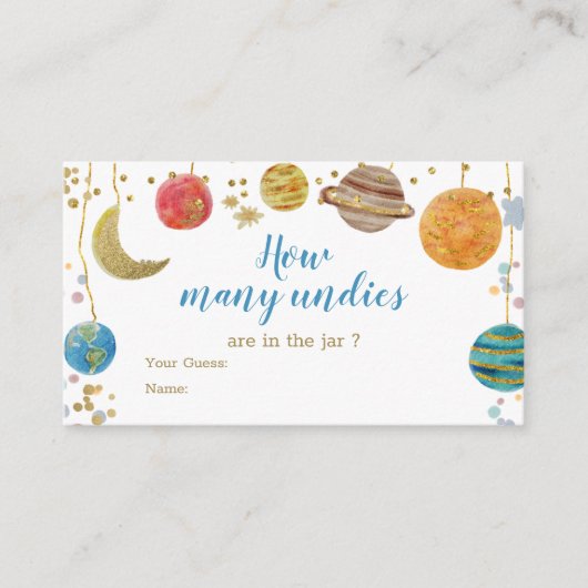 惑星Outer Space赤ちゃんシャワーいくつアンディ エンクロージャーカード (正面)