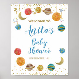 惑星Outer Space Baby Showerウェルカムサイン ポスター