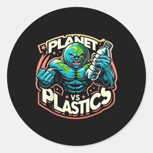 惑星vsプラスチックス地球の日 ラウンドシール (正面)