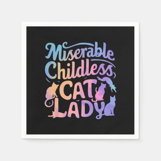 惨めな子どものいない猫の女性 スタンダードカクテルナプキン (正面)