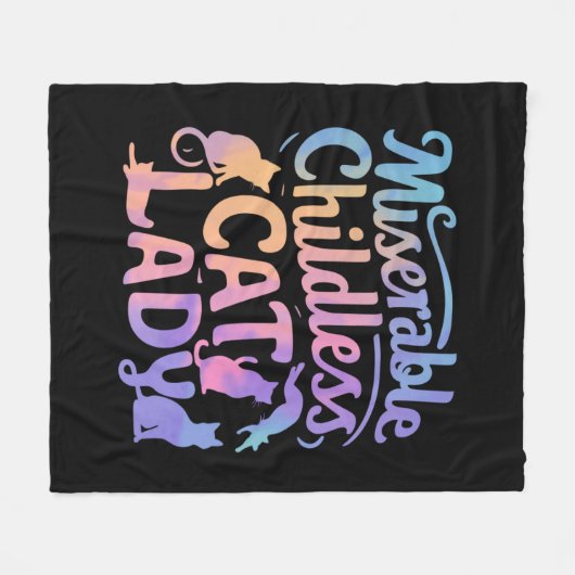 惨めな子どものいない猫の女性 フリースブランケット (正面(横))