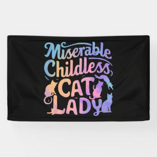 惨めな子どものいない猫の女性 横断幕
