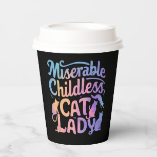 惨めな子どものいない猫の女性 紙コップ
