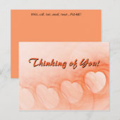 想いやりオレンジ ハートの抽象ライン ポストカード (正面/裏面)