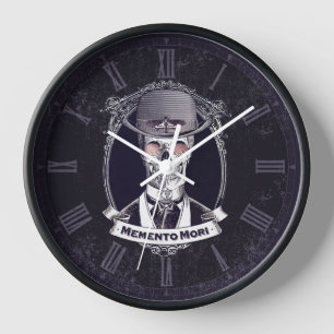 想い出の品のMori Steampunkのヴィンテージのスカル 壁時計