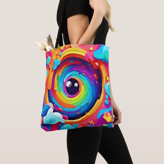 想像のカラフル渦 トートバッグ (クローズアップ)