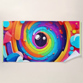 想像のカラフル渦 ビーチタオル