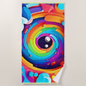 想像のカラフル渦 ビーチタオル (正面)