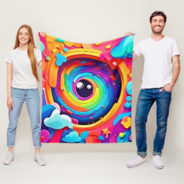 想像のカラフル渦 フリースブランケット