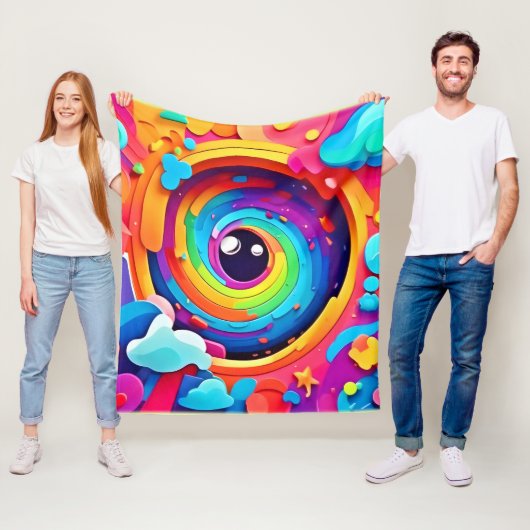 想像のカラフル渦 フリースブランケット (インサイチュ)