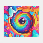 想像のカラフル渦 フリースブランケット (正面(横))