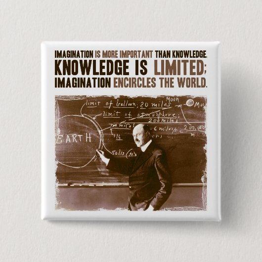 想像は知識より重要です 缶バッジ (正面)