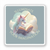 想像を照らす – かわいいユニコーンのシール シール (正面)