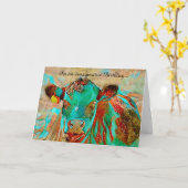 想像カラフル的な牛誕生日カード カード (黄色い花)