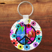 想像レトロ花 キーホルダー (正面)