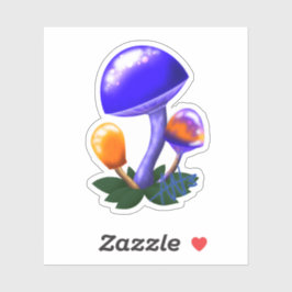 想像上のダッパーリングオレンジ&ブルーマッシュルームカット シール