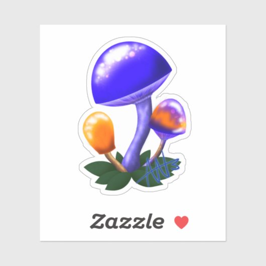 想像上のダッパーリングオレンジ&ブルーマッシュルームカット シール (シート)