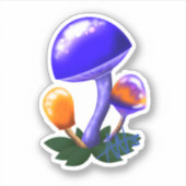 想像上のダッパーリングオレンジ&ブルーマッシュルームカット シール (正面)