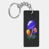 想像上の白いダッパーリングオレンジ&ブルーキノコ キーホルダー (正面左)
