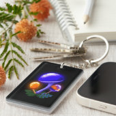 想像上の白いダッパーリングオレンジ&ブルーキノコ キーホルダー (正面右)