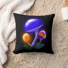 想像上の白いダッパーリングオレンジ&ブルーキノコ クッション