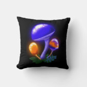 想像上の白いダッパーリングオレンジ&ブルーキノコ クッション (正面)