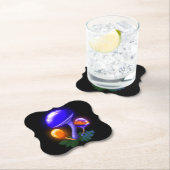 想像上の白いダッパーリングオレンジ&ブルーキノコ ペーパーコースター (インサイチュ)