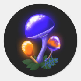 想像上の白いダッパーリングオレンジ&ブルーキノコ ラウンドシール