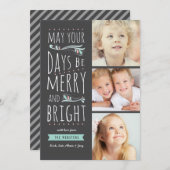 想像力に富むメリーで及び明るい3つの写真のクリスマスカード シーズンカード (正面/裏面)