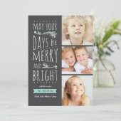 想像力に富むメリーで及び明るい3つの写真のクリスマスカード シーズンカード (スタンド正面)