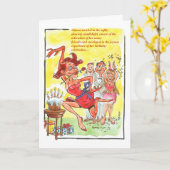 想像力に富む誕生日のダンスカードをしている女性 カード (黄色い花)