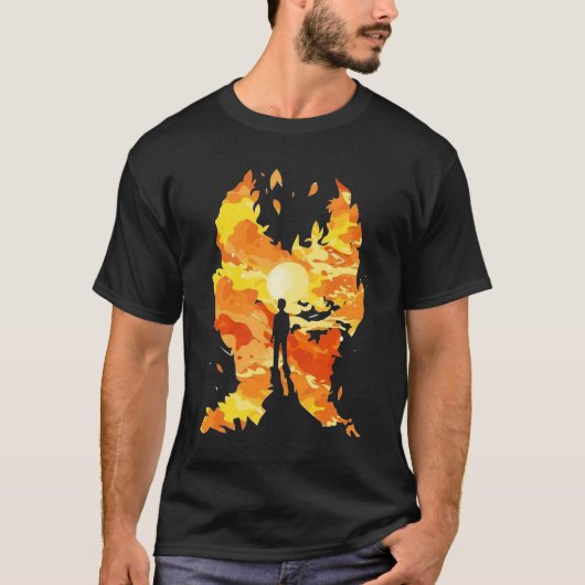 想像力の炎の中のシルエットTシャツ Tシャツ (正面)