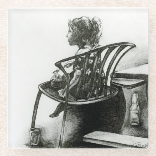 想像力は私の現実を煽る ガラスコースター (正面)