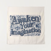 想像力を目覚めさせる（ベージュの背景） タペストリー (正面)