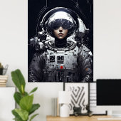 想像力を高める：印象的な少女の宇宙飛行士 ポスター (ホームオフィス)