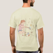 想像力絵を描に富んだアートガールのユニバースTシャツ Tシャツ (裏面)