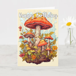 想像力豊かなキノコ林イラストレーション カード