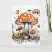 想像力豊かな森のキノコスケッチ カード (正面)
