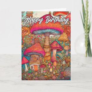 想像力豊かな野生のキノコの森の小屋 カード