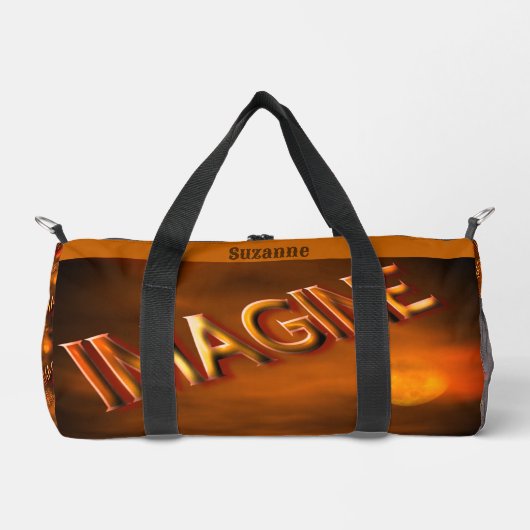 想像月の空感動的 パーソナライズされた ダッフルバッグ (正面)