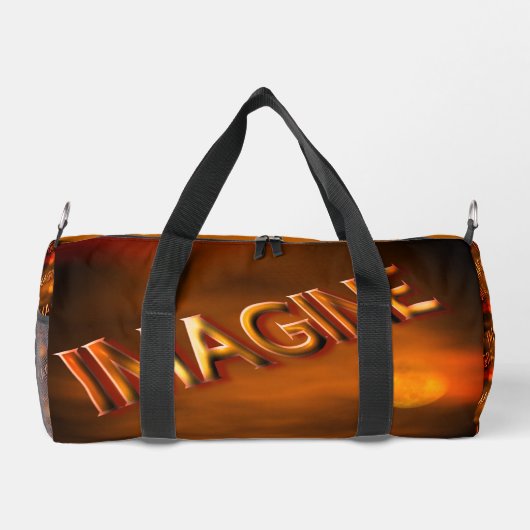 想像月の空感動的 パーソナライズされた ダッフルバッグ (裏面)