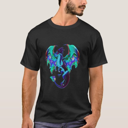 想像翼のある火吹き竜 Tシャツ (正面)