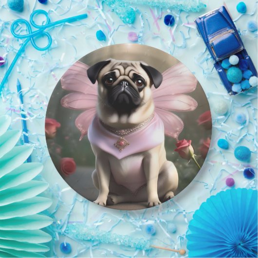 愉快おもしろいなパグの妖精 ペーパープレート (パーティー)