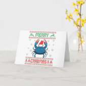 愉快なカニマス 面白いカニ ダサいクリスマススウェーター カード (黄色い花)