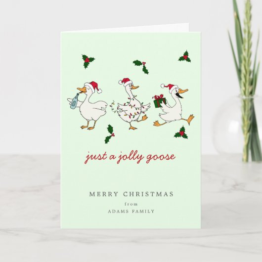 愉快なガチョウのサンタのクリスマス カード (正面)