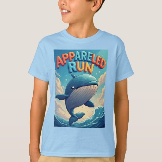 愉快なキャラクターのクジラのランニング Tシャツ (正面)