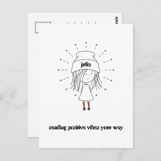 意前向き地を張る|かわいい女の子|名前を付け加える ポストカード (正面/裏面)