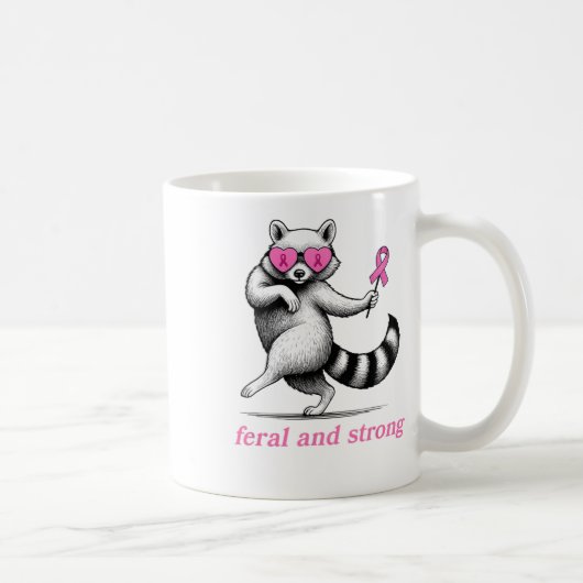 意味のある乳がん認識度ラクーンFeral A コーヒーマグカップ (右)